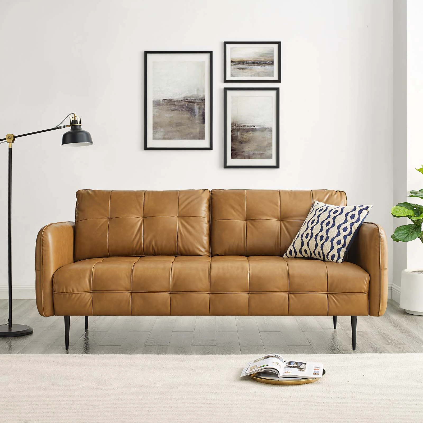 Cameron Tufted Vegan Leather Sofa Brown EEI-4452-TAN 4 Cameron Tufted Vegan Leather Sofa Brown EEI-4452-TAN - Image 2
