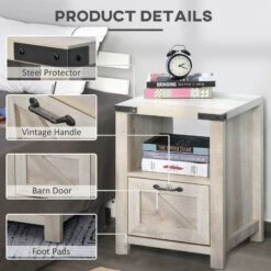 Industrial Side Table With 1 Drawer 1 Shelf Retro End Desk With Big Tabletop For Living Room Bedroom Dorm, Natural -Olsberg shop f68504017dcc4baf9ce3352292d7a15c