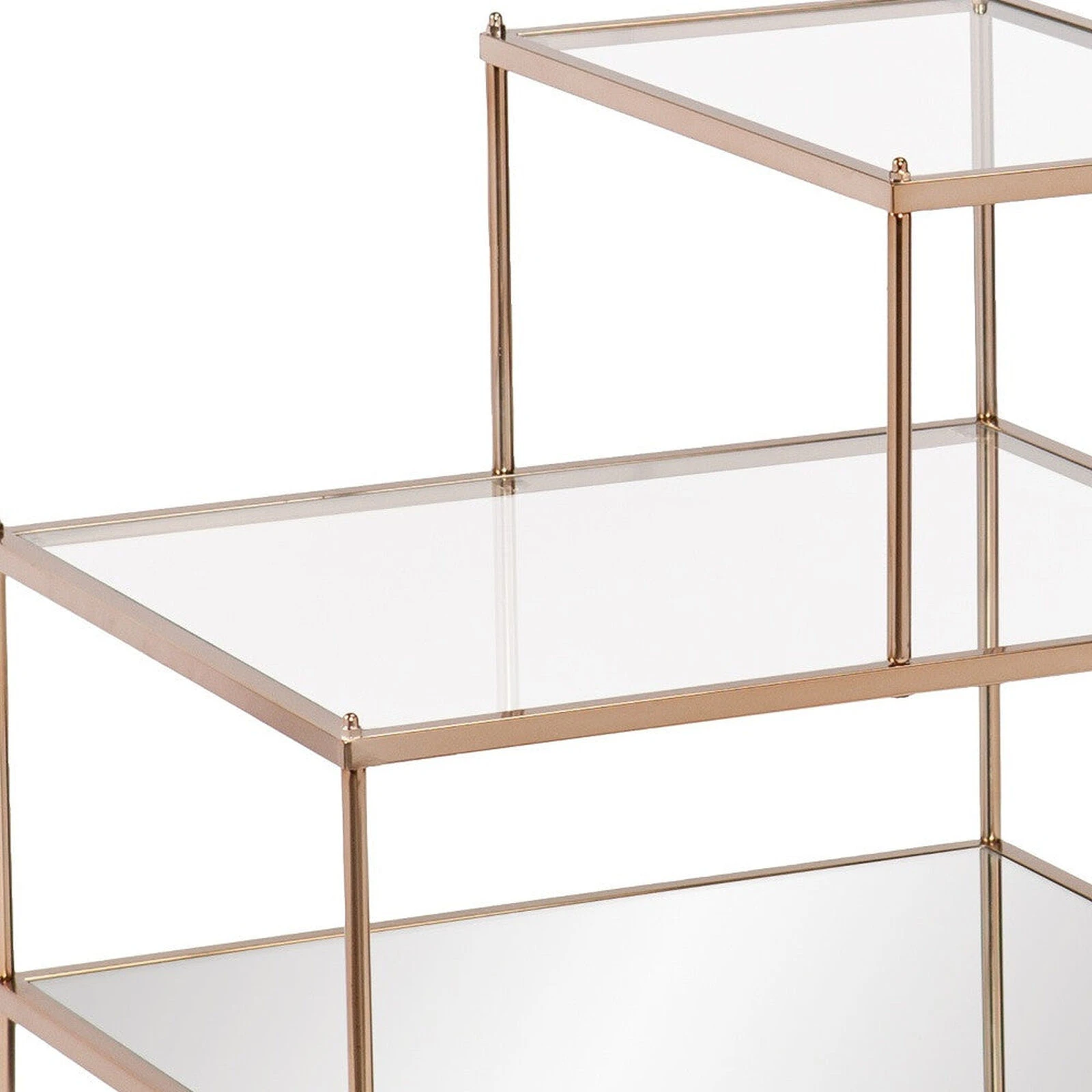 Homezia 24" Gold And Clear Glass Tiered Rectangular End Table 6 Homezia 24" Gold And Clear Glass Tiered Rectangular End Table - Image 4