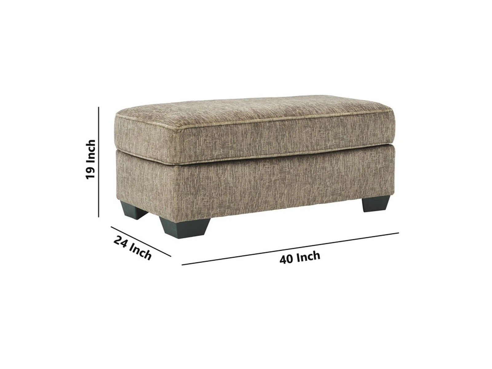Textured Fabric Upholstered Ottoman With Welt Trim Details, Brown-Benzara 7 Textured Fabric Upholstered Ottoman With Welt Trim Details, Brown-Benzara - Image 5