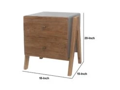 Wooden Side Table With 2 Drawers And A Shape Legs, Brown And Gray- Benzara -Olsberg shop f860b57bb16847d3a32c5f0a2ec38c1f