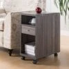 Distressed Grey 4-Wheels Phone Stand Chairside Table With 4 Shelves And Drawer -Olsberg shop f8736272d21f46a48e4a4cb1fd94e96e