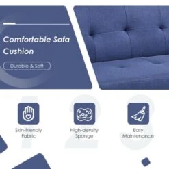 3 Seat Convertible Linen Fabric Futon Sofa With USB And Power Strip -Olsberg shop f8a3f09260eb400a961b4440e10470de