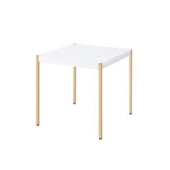 Homezia 24" Gold And White Manufactured Wood Square End Table