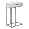 Monarch Specialties I 3772 Accent Table, C-shaped, End, Side, Snack, Storage Drawer, Living Room, Bedroom, Metal, Laminate, White Marble Look, Grey, Contemporary, Modern -Olsberg shop f9950378ff0a48ddb65d9e4341faab7e