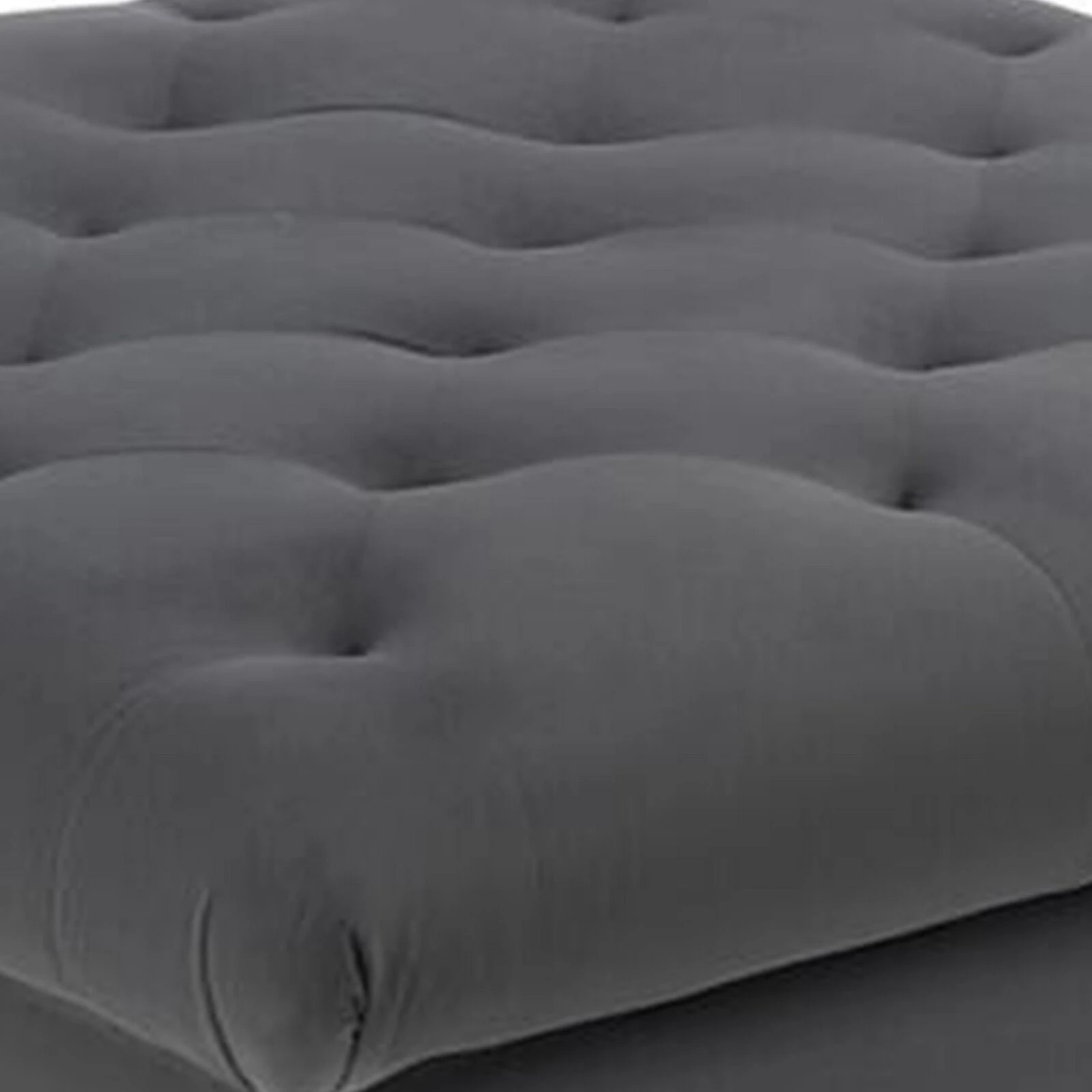 Aki 44 Inch Modern Wood Ottoman, Deep Button Tufted, Gray Velvet Fabric-Benzara 5 Aki 44 Inch Modern Wood Ottoman, Deep Button Tufted, Gray Velvet Fabric-Benzara - Image 3