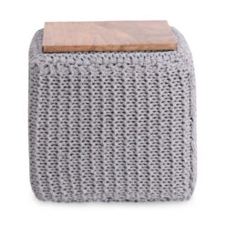 Homezia 16" Light Grey Cotton Blend Pouf Cube Ottoman 9 Homezia 16" Light Grey Cotton Blend Pouf Cube Ottoman -Olsberg shop fc1043ee42d54b27ab23234158155b0a