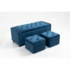 Set Of 3 47.5" Wide Upholstered Storage Ottoman With Tufted Top And Solid Wood Legs TEAL 1 Set Of 3 47.5" Wide Upholstered Storage Ottoman With Tufted Top And Solid Wood Legs TEAL -Olsberg shop fcd2c9dfbf854bb7bce996d67acf4fac