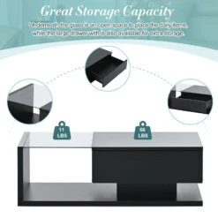 Modern Coffee Table With Tempered Glass, Wooden Cocktail Table, 2-Tier Rectangle Center Table For Living Room 9 Modern Coffee Table With Tempered Glass, Wooden Cocktail Table, 2-Tier Rectangle Center Table For Living Room -Olsberg shop fce91ba01aaa48edb423baef17f46aca