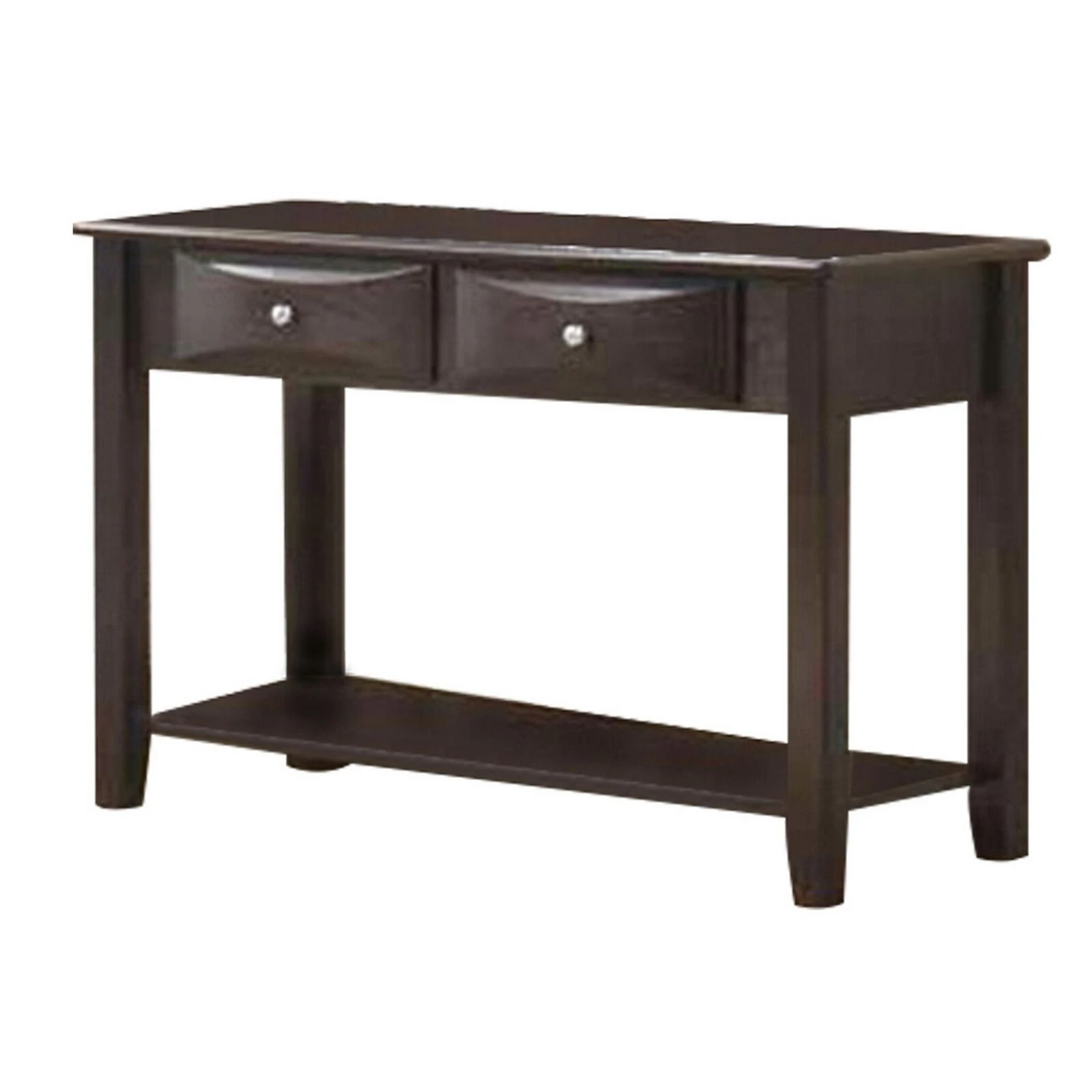Wooden Console Table With 2 Spacious Drawers, Brown-Benzara 3 Wooden Console Table With 2 Spacious Drawers, Brown-Benzara
