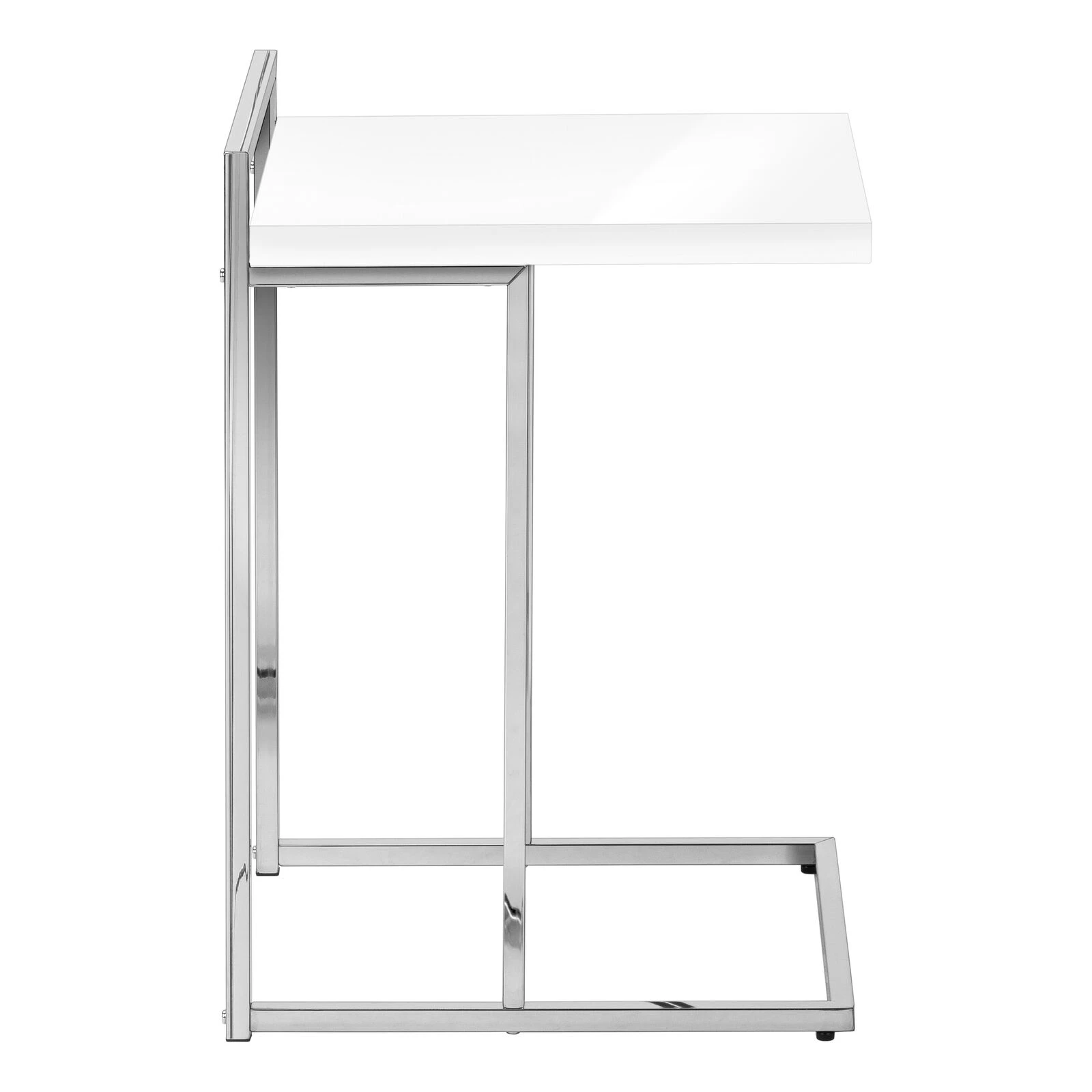 Monarch Specialties I 3636 Accent Table, C-shaped, End, Side, Snack, Living Room, Bedroom, Metal, Laminate, Glossy White, Chrome, Contemporary, Modern 6 Monarch Specialties I 3636 Accent Table, C-shaped, End, Side, Snack, Living Room, Bedroom, Metal, Laminate, Glossy White, Chrome, Contemporary, Modern - Image 4
